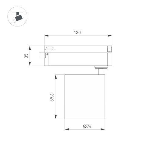 Светильник LGD-DYKE-2TR-R75-16W Warm3000 (BK, 38 deg, 230V) (Arlight, IP20 Металл, 5 лет)