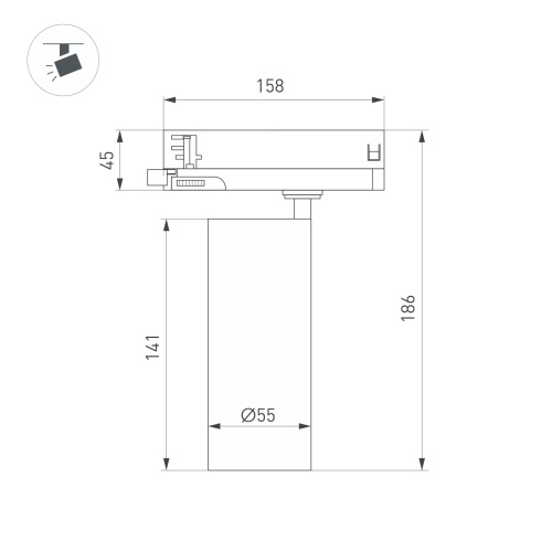 Светильник LGD-GERA-4TR-R55-10W Day4000 (BK, 36 deg, 230V) (Arlight, IP20 Металл, 5 лет)