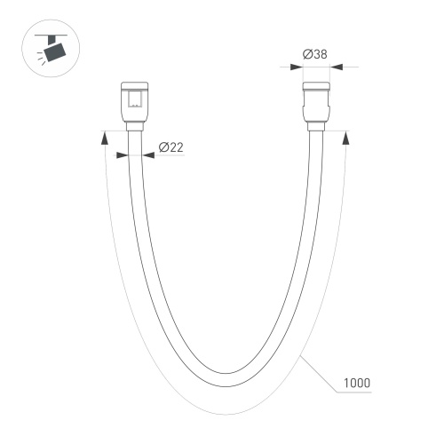 Светильник ART-APRIORI-TUBE-ELASTIC-R38-L1000-12W Warm3000 (GD, 360 deg, 48V) (Arlight, IP20 Металл, (Arlight, IP20 Металл, 3 года)