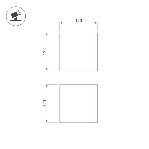 Светильник LGD-PERAN-WALL-S120x120-6W Warm3000 (Light ivory, 0-80 deg, 230V) (Arlight, IP65 Бетон, 3 года)