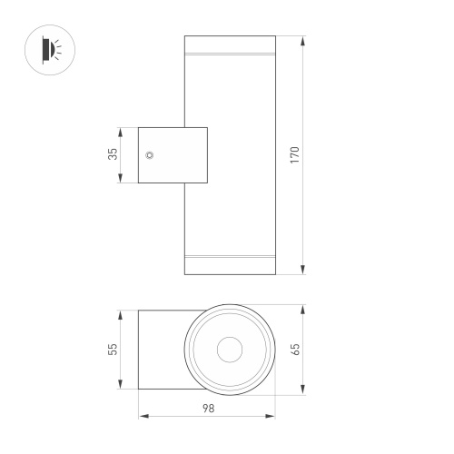 Светильник LGD-RAY-WALL-TWIN-R65-2x9W Day4000 (GR, 23 deg, 230V) (Arlight, IP65 Металл, 3 года)