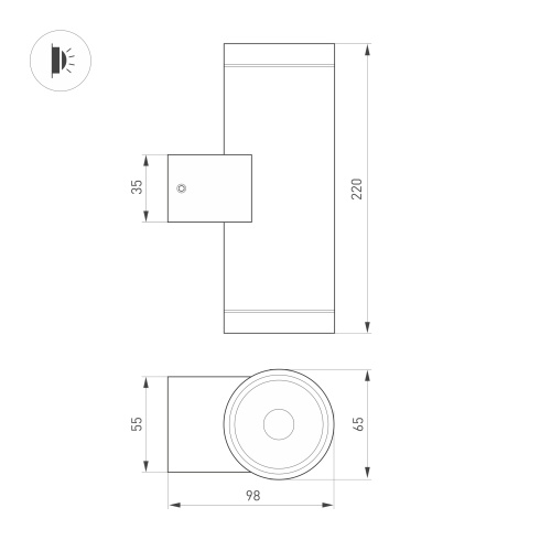 Светильник LGD-RAY-WALL-TWIN-R65-2x12W Day4000 (GR, 6 deg, 230V) (Arlight, IP65 Металл, 3 года)
