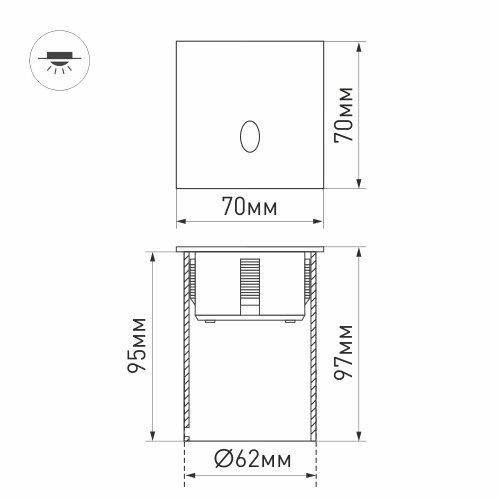 Светильник LT-GAP-S70x70-3W Warm3000 (WH, 30 deg) (Arlight, IP65 Металл, 3 года)
