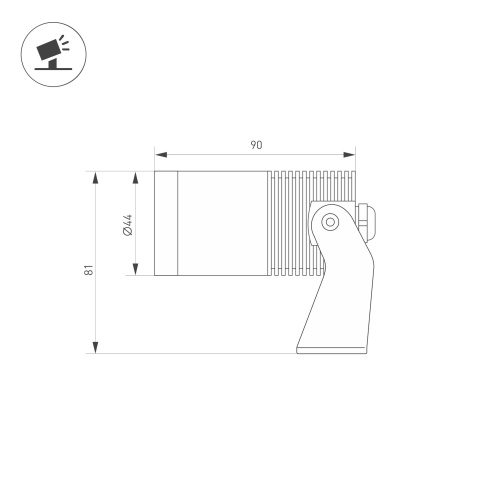 Светильник ALT-RAY-R44-8W Warm2700 (DG, 33 deg, 230V) (Arlight, IP67 Металл, 3 года)