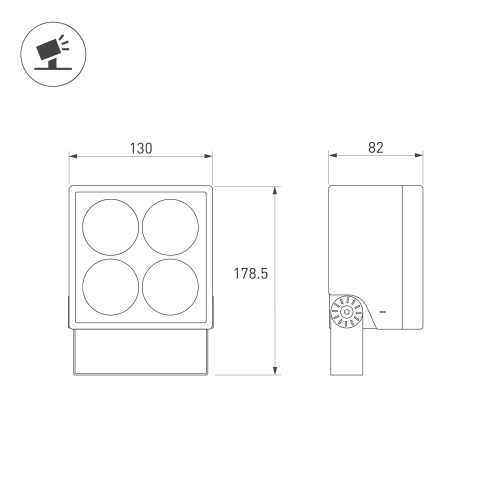 Светильник ALT-BLOCK-S130x130-15W Warm3000 (GR, 15 deg, 230V) (Arlight, IP66 Металл, 3 года)
