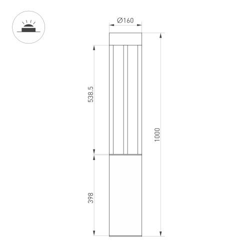 Светильник LGD-CASTELLO-BOLL-H1000-20W Warm3500-MIX (GR, 80 deg, 230V) (Arlight, IP65 Металл, 5 лет)