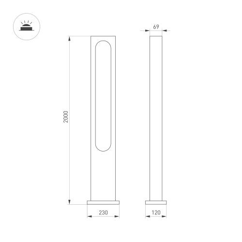 Светильник LGD-MUSE-BOLL-H2000-18W Warm3000 (DG, 328 deg, 230V) (Arlight, IP65 Металл, 3 года)