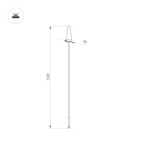 Светильник LGD-CONO-BOLL-H1500-7W Warm3000 (DG, 36 deg, 230V) (Arlight, IP65 Металл, 3 года)