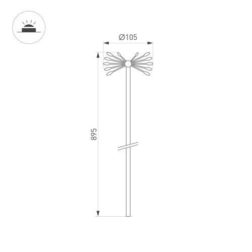 Светильник KT-DANDEL-BOLL-H895-0.5W Warm3000 (WH, 24 deg, 24V) (Arlight, IP65 Металл, 3 года)