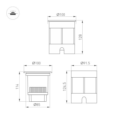 Светильник LTD-DAFNA-GROUND-R100-6W Warm3000 (SL, 35 deg, 230V) (Arlight, IP67 Металл, 5 лет)