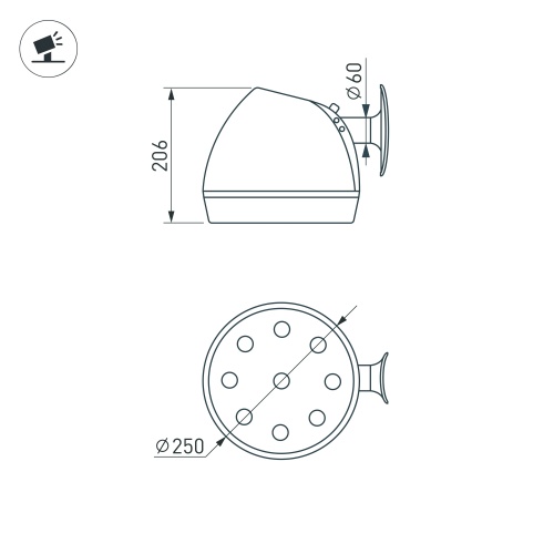 Светильник OXOR-OZLUM-250x206-20W Day4000 (BK, 60 deg, 230V) IP65 (Arlight, -)