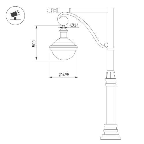 Светильник OXOR-AMPIL-BUE - 495x500-100W Day4000 (BK, 120 deg, 230V) IP65 (Arlight, -)