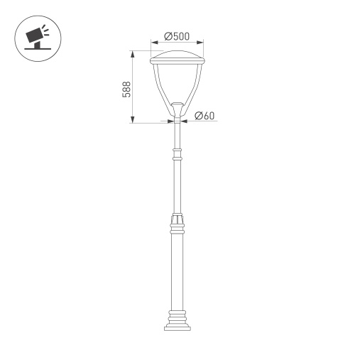 Светильник  OXOR-LEIS-500x588-75W Day4000 (BK, 120 deg, 230V) IP65 (Arlight, -)