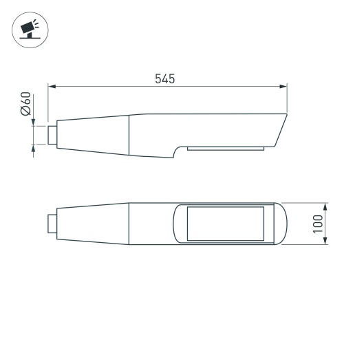 Светильник OXOR-NOXT(with bracket)-545x100-25W Day4000 (BK, 120 deg, 230V) IP65 (Arlight, -)