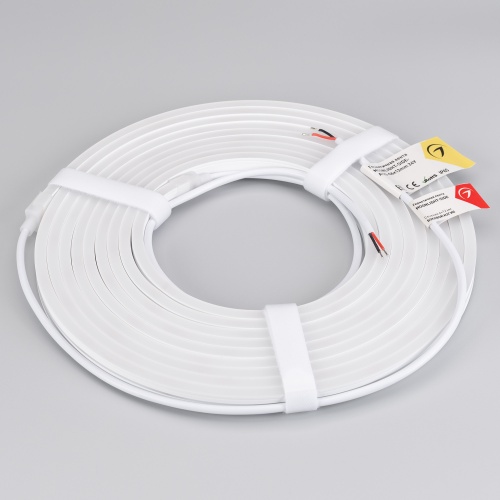 Лента герметичная MOONLIGHT-SIDE-A120-06x12mm 24V Warm3000 (9.6 W/m, IP65, 5m, wire x2) (Arlight, Вывод прямой, 3 года)
