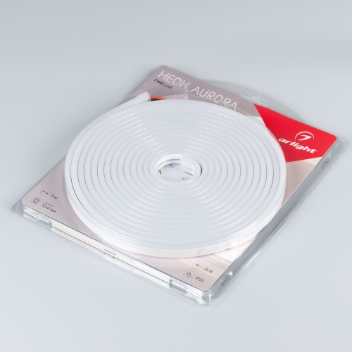 Лента герметичная AURORA-PS-A120-12x6mm 24V White6000 (10 W/m, IP65, 2835, 5m) (Arlight, Силикон, 2 года)