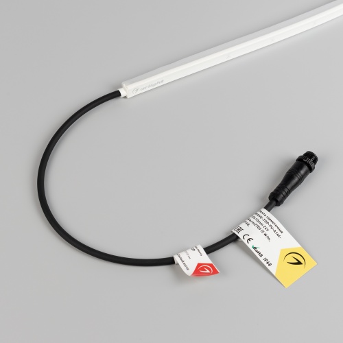 Лента герметичная WAVE-TOP-PU-A144-10x10mm 24V Warm3000 (5 W/m, IP68, 5m, wire x2) (Arlight, Вывод боковой, 3 года)