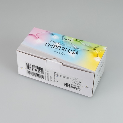 Светодиодная гирлянда ARD-STRING-CLASSIC-6000-WHITE-40LED-LIVE RGB-SPI (12V, 26W) (Ardecoled, IP65, 1 год)