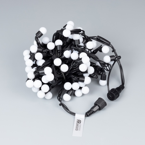 Светодиодная гирлянда ARD-BALL-CLASSIC-D17.5-10000-BLACK-100LED WHITE (230V, 7W) (Ardecoled, IP65)