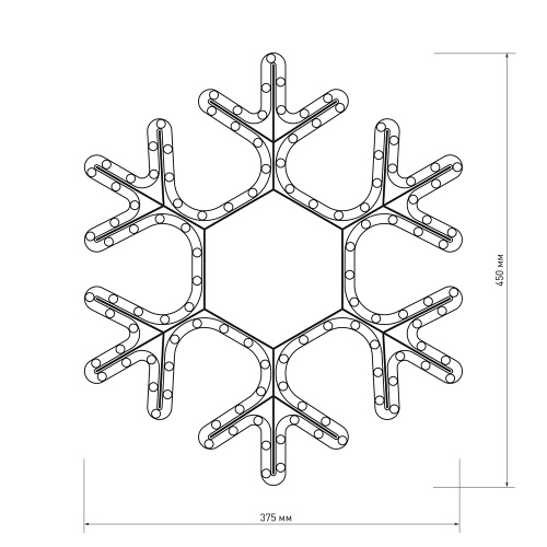 Фигура cветодиодная ARD-SNOWFLAKE-M7-450x375-108LED Warm (230V, 6.5W) (Ardecoled, IP65, 1 год)