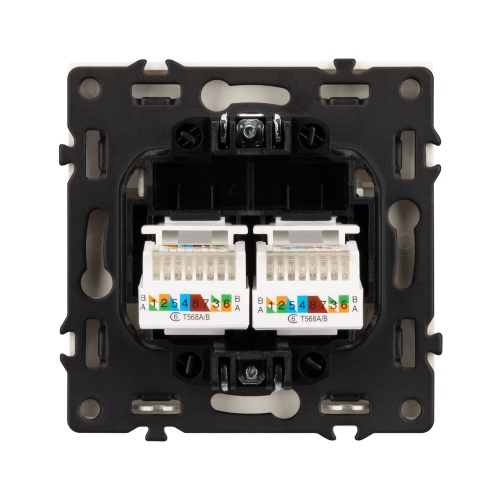 Механизм сдвоенной компьютерной розетки SCT-NOBE-MPC2-SFPL-IS (RJ-45, CAT6) (Arlight, Никель)