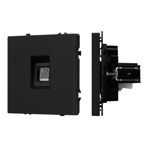 Механизм телефонной розетки SCT-NOBE-MTL1-SFPL-BK (RJ-11, 4C) (Arlight, Черный оникс)
