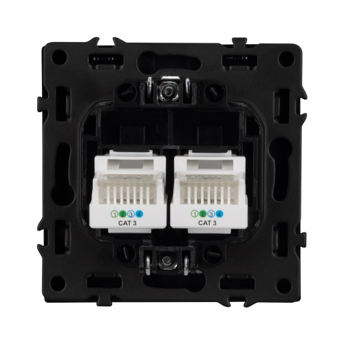 Механизм сдвоенной телефонной розетки SCT-NOBE-MTL2-SFPL-GR (RJ-11, 4C) (Arlight, Серый базальт)