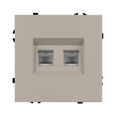 Механизм сдвоенной телефонной розетки SCT-NOBE-MTL2-SFPL-CA (RJ-11, 4C) (Arlight, Кашемир)