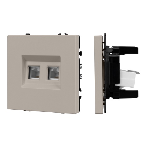 Механизм сдвоенной телефонной розетки SCT-NOBE-MTL2-SFPL-CA (RJ-11, 4C) (Arlight, Кашемир)
