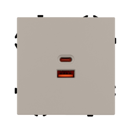 Механизм розетки с быстрой USB зарядкой SCT-NOBE-MUAC-SFPL-FC-CA (65W, QC3) (Arlight, Кашемир)