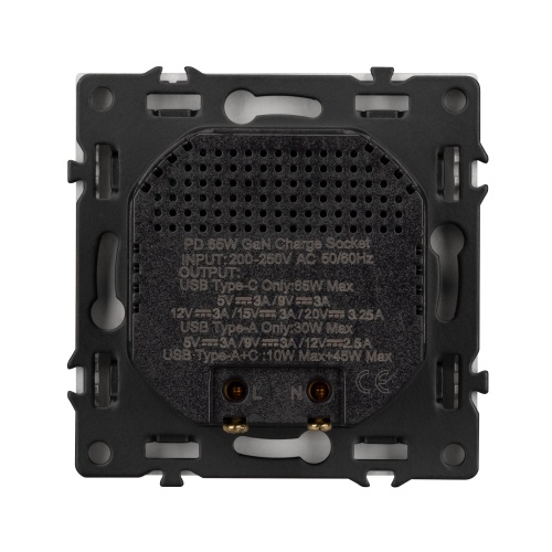 Механизм розетки с быстрой USB зарядкой SCT-NOBE-MUAC-SFPL-FC-CA (65W, QC3) (Arlight, Кашемир)