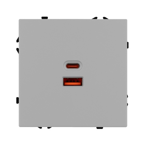 Механизм розетки с быстрой USB зарядкой SCT-NOBE-MUAC-SFPL-FC-IS (65W, QC3) (Arlight, Никель)