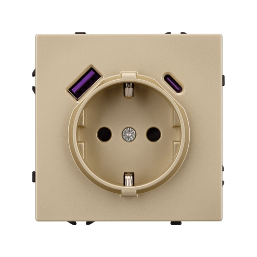 Механизм розетки с USB зарядкой SCT-NOBE-MUAC-SFPL-GD (230V, 16A) (Arlight, Золотой песок)