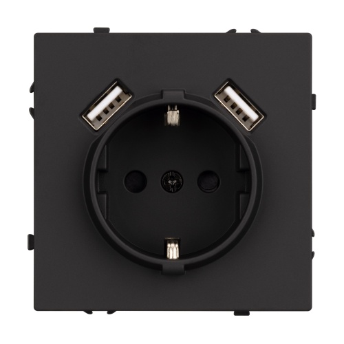 Механизм розетки с USB зарядкой SCT-NOBE-MUAA-SFPL-BK (230V, 16A) (Arlight, Черный оникс)