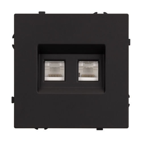 Механизм сдвоенной компьютерной розетки SCT-NOBE-MPC2-SFPL-BK (RJ-45, CAT6) (Arlight, Черный оникс)