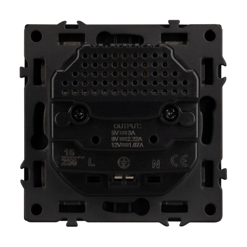 Механизм розетки с USB зарядкой SCT-NOBE-MUAC-SFPL-BK (230V, 16A) (Arlight, Черный оникс)