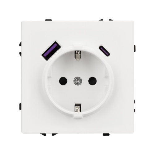 Механизм розетки с USB зарядкой SCT-NOBE-MUAC-SFPL-WH (230V, 16A) (Arlight, Белый кварц)