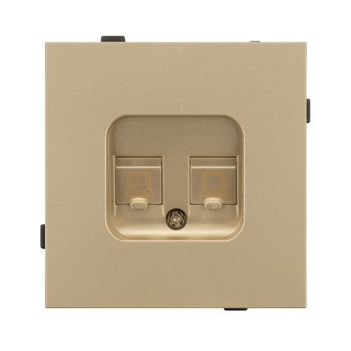 Механизм компьютерной розетки двойной SCT-TENDO-MPC2-SFPL-GD (RJ-45, CAT6) (Arlight, Матовый песочный)