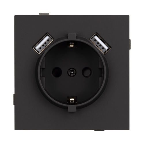 Механизм розетки с USB зарядкой SCT-TENDO-MUAA-SFPL-BK (230V, 16A) (Arlight, Матовый черный)