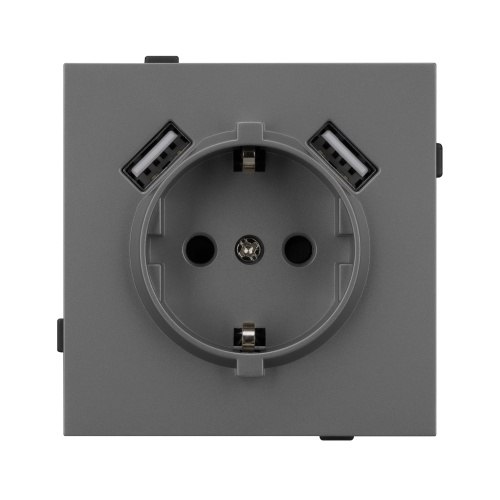 Механизм розетки с USB зарядкой SCT-TENDO-MUAA-SFPL-GR (230V, 16A) (Arlight, Матовый графитовый)