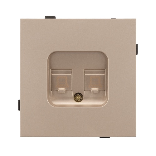 Механизм компьютерной розетки двойной SCT-TENDO-MPC2-PL-GD (RJ-45, CAT6) (Arlight, Песочный)