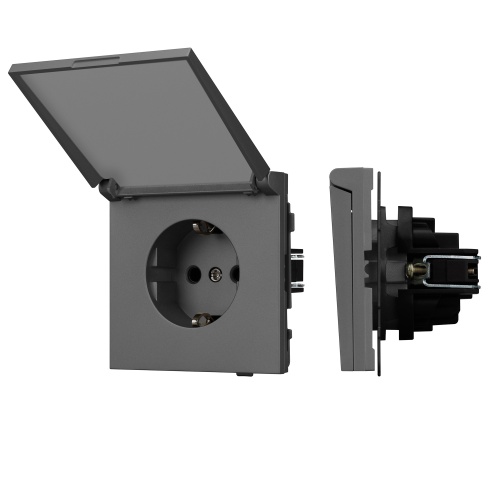 Механизм розетки влагозащищённый SCT-TENDO-MCP-SFPL-GR (230V, 16A) (Arlight, Матовый графитовый)