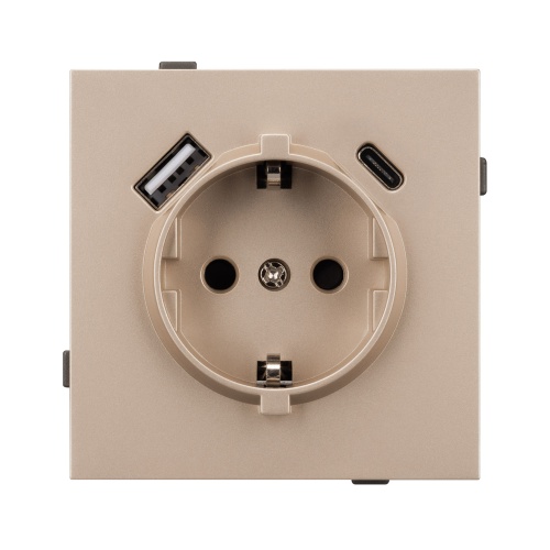 Механизм розетки с USB зарядкой SCT-TENDO-MUAC-PL-GD (230V, 16A) (Arlight, Песочный)