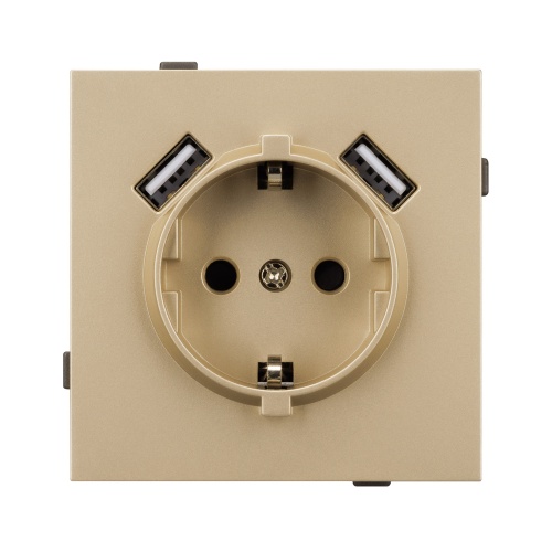 Механизм розетки с USB зарядкой SCT-TENDO-MUAA-SFPL-GD (230V, 16A) (Arlight, Матовый песочный)