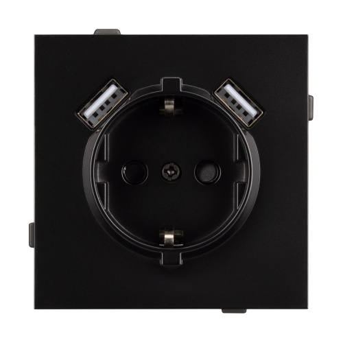 Механизм розетки с USB зарядкой SCT-TENDO-MUAA-PL-BK (230V, 16A) (Arlight, Черный)