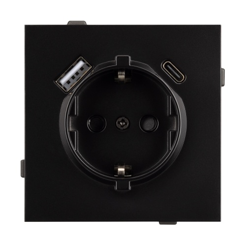 Механизм розетки с USB зарядкой SCT-TENDO-MUAC-PL-BK (230V, 16A) (Arlight, Черный)