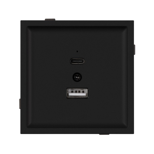 Механизм USB розетки SCT-TENDO-MUAC-SFPL-BK (5V, 3A, QC3) (Arlight, Матовый черный)