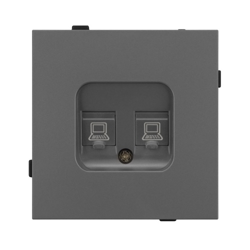 Механизм компьютерной розетки двойной SCT-TENDO-MPC2-SFPL-GR (RJ-45, CAT6) (Arlight, Матовый графитовый)