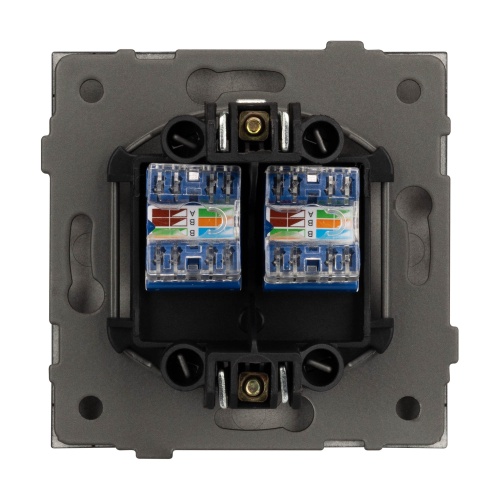 Механизм компьютерной розетки двойной SCT-TENDO-MPC2-SFPL-GR (RJ-45, CAT6) (Arlight, Матовый графитовый)