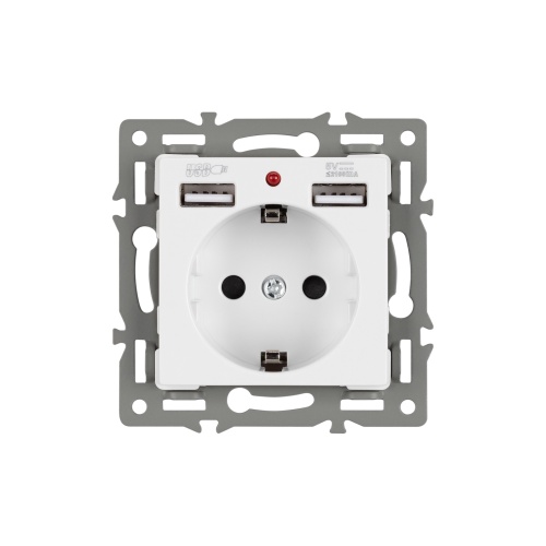 Механизм розетки с USB зарядкой SCT-MUAA-PL-WH (250V, 16A) (Arlight, -)